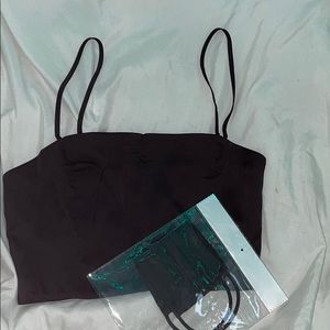 Black satin cami crop top forever 21